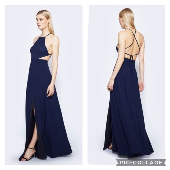 Fame and Partners The Ada Dress - Navy Crepe Chiffon - Picture 1 of 8
